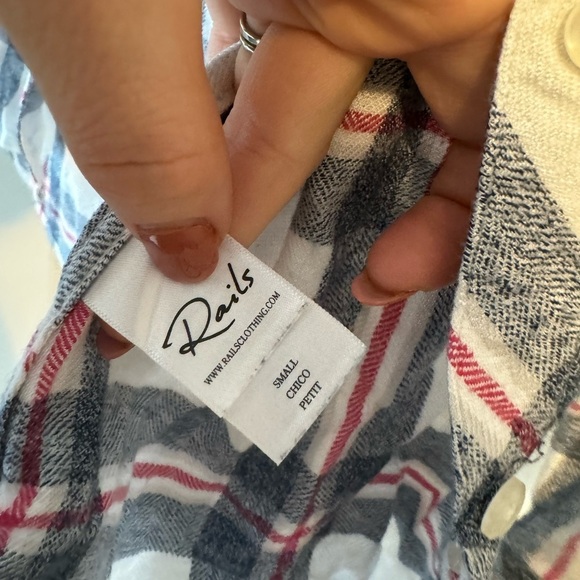 Rails Hunter Plaid Flannel Top Blue White Small - Picture 4 of 6